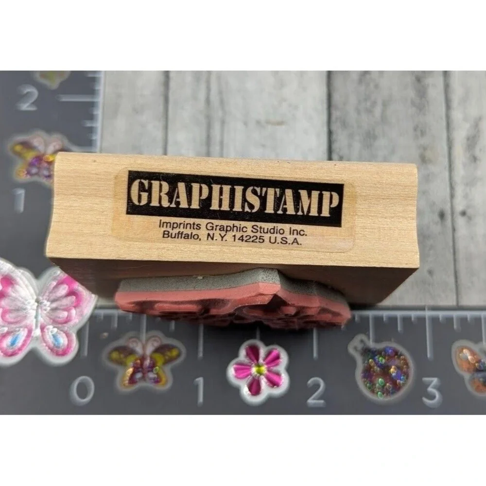 Graphistamp Pair Flowers S538 1999 Rubber Stamp Wood #H82